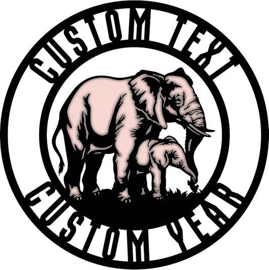 Custom Elephant Metal Sign, Kid’s Nursery Decor, Personalized Wall Art for Wildlife Lovers, Personalized Birthday/Mother’s Day Gift for Mom/Grandma/Women