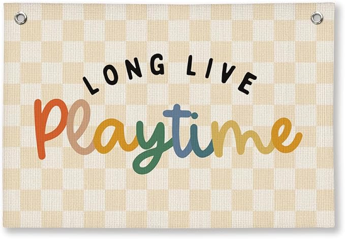 Play Room Decor, Toddler Boy Room Decorations Banner, Blue Striped Wall Flag for Kids Nursery Playroom Decor, 20x30 Inch
