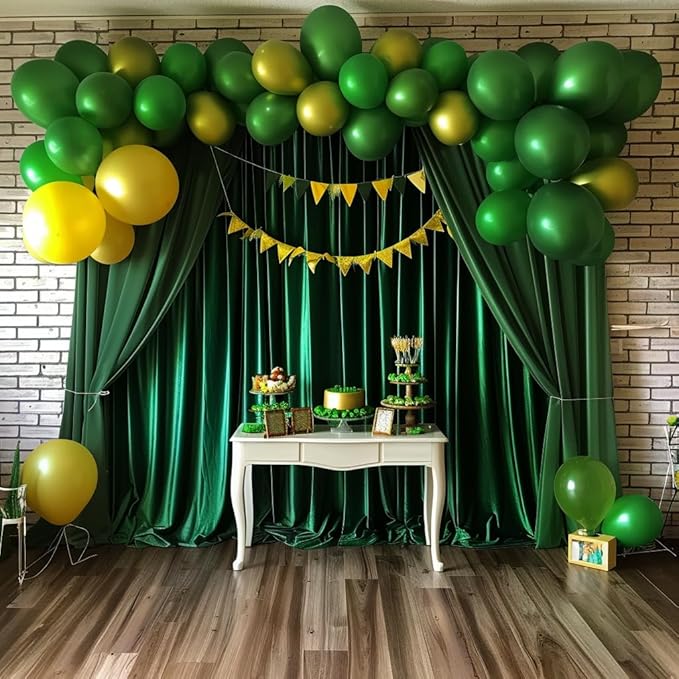 20x12ft Polyester Backdrop Emerald Green Backdrop Curtains for Baby Shower Party Wedding Photo Drape Reception Photography Background Event Stage DecorationW5' x H12'4 Panels YUNBSDJ176