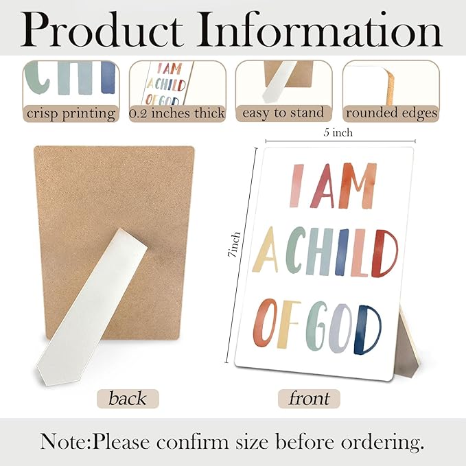 Baby Girls Boys Nursery Decor - Boho I Am a Child of God Christian Wooden Stand Sign, Nursery Decor, 5x7 Inch
