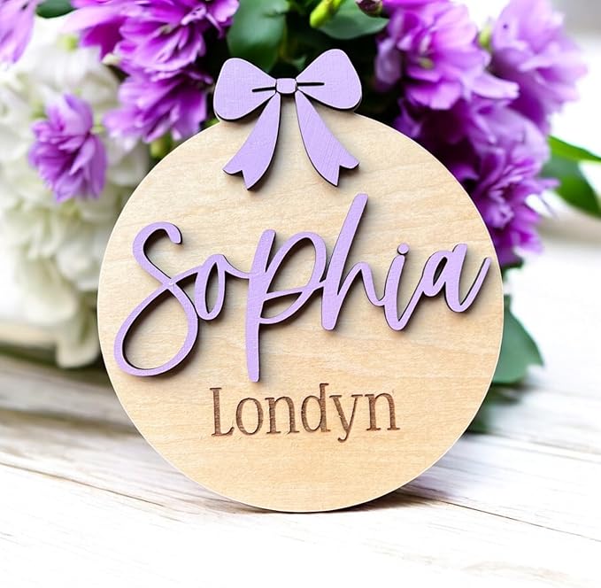 Generic Personalized 3D Baby Girl Name Announcement Sign - Custom Newborn Birth Stats - Hospital Photo Prop - Multiple Sizes & Fonts - 30 Color Options