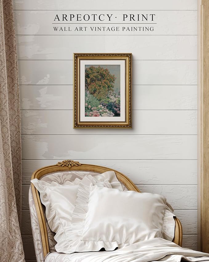 ARPEOTCY Vintage Gold Framed Wall Art, Nature Flower Garden Retro Paintings, Aesthetic Canvas Prints Artwork with Frame, Classical Victorian Wall Decor for Living Room Bathroom Bedroom 11x14 inch