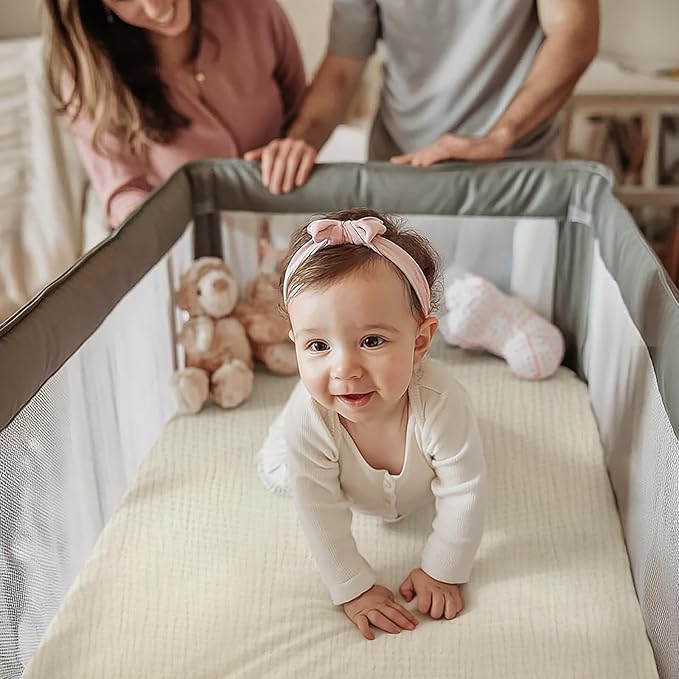 lulumoon Pack and Play Sheets Muslin: Cotton Fitted Sheets for Guava Family Pack N Play - Soft Playard Sheets for Boys and Girls 2Pack