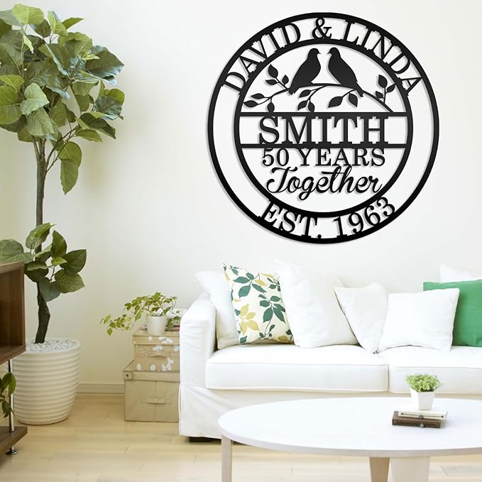 Personalized Wedding Anniversary Metal Signs | Custom Name Metal Sign | 50th 60th 40th 30th 25th or Any Year Metal Sign Wedding Gift | Metal Wall Art | Anniversary Gift for Couple Parents