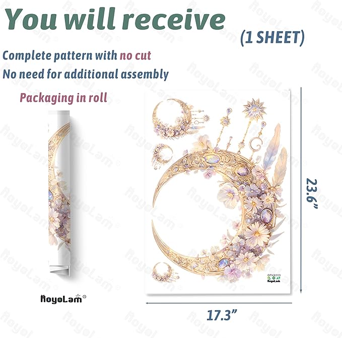 Dream Catcher Wall Decals Removable Moon Floral Vinyl Stickers for Nursery Living Room and Kids Playroom Fantasy Theme Decor Peel and Stick Wall Art