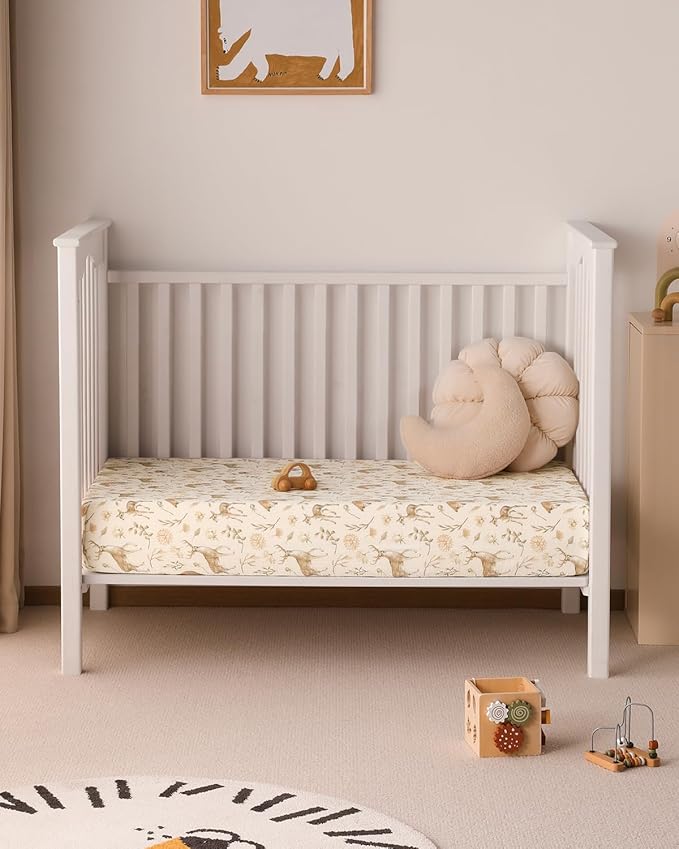 Yoofoss Muslin Crib Sheets for Boys Girls, Organic Baby Crib Sheets for Standard Crib Mattress & Toddler Mattress, Soft, Breathable, Durable 52"x28"