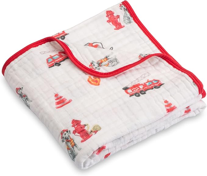 LollyBanks Muslin Baby Blanket 100% Organic Cotton, Muslin Quilt Lightweight, 6 Layers Baby Blankets 47"x 47", Toddler Blanket for Boy and Girl, Nursery Receiving Blankets (Dogs Print)