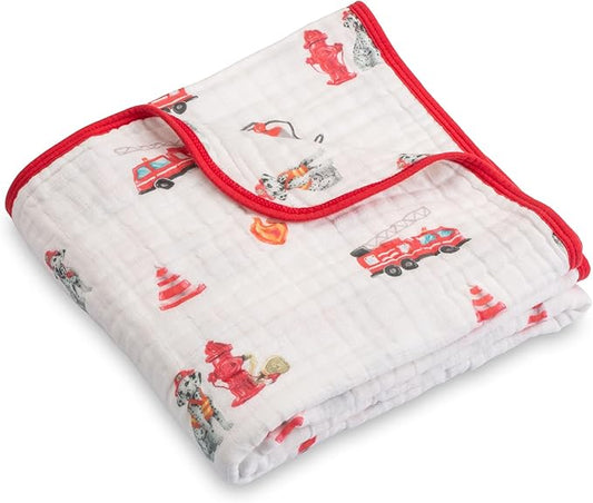 LollyBanks Muslin Baby Blanket 100% Organic Cotton, Muslin Quilt Lightweight, 6 Layers Baby Blankets 47"x 47", Toddler Blanket for Boy and Girl, Nursery Receiving Blankets (Dogs Print)