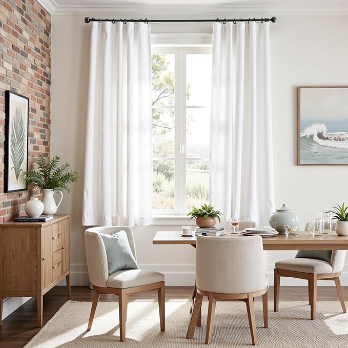 jinchan Linen Blend Curtains 72 inch Length 2 Panels for Bedroom Living Room, Light Filtering 50 inch Wide Farmhouse Drapes with Rod Pocket Back Tab(50W x 72L, Off White)