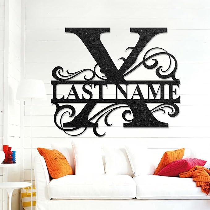 LULLBABYMALL Custom Metal Signs - Last Name Sign, Split Letter Monogram, Letter X, Family Name Wall Art, Outdoor Metal Signs, Personalized Wedding Gift