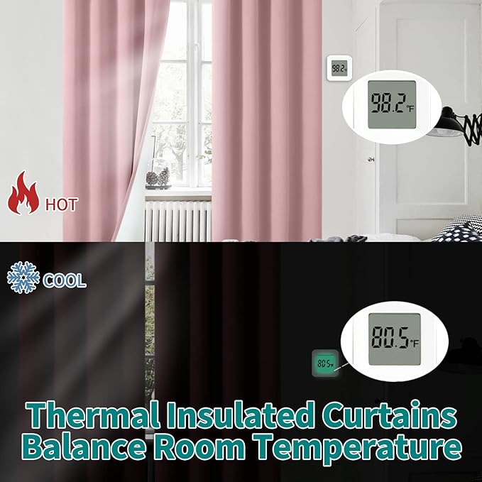 BGment Blackout Curtains for Living Room 84 Inch Length 2 Panels Set, Pink Thermal Insulated Bedroom Curtains Soundproof Kid Nursery Window Curtain Drapes, Each Grommet Curtains 52 Inch Wide