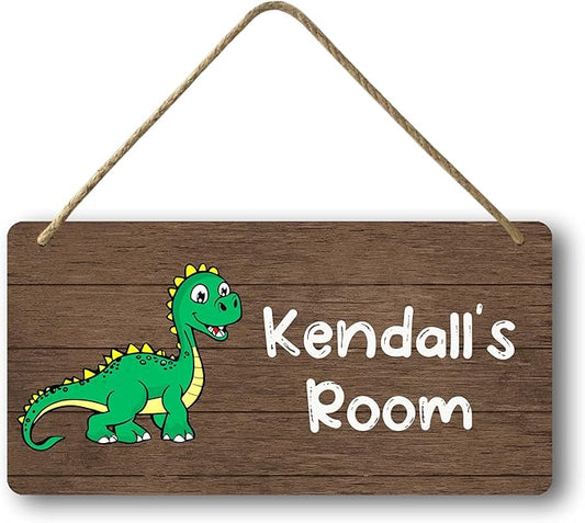 Custom Name Dinosaur Wooden Wall Decor, Personalized Wood Dino Sign for Boys Kids Nursery Bedroom Playroom Room Decorations