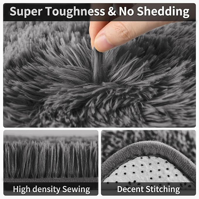 Merelax Soft Modern Indoor Large Shaggy Rug for Bedroom Livingroom Dorm Kids Room Home Decorative, Non-Slip Plush Fluffy Furry Fur Area Rugs Comfy Nursery Accent Floor Carpet 5 X 8 Feet, Dark Grey