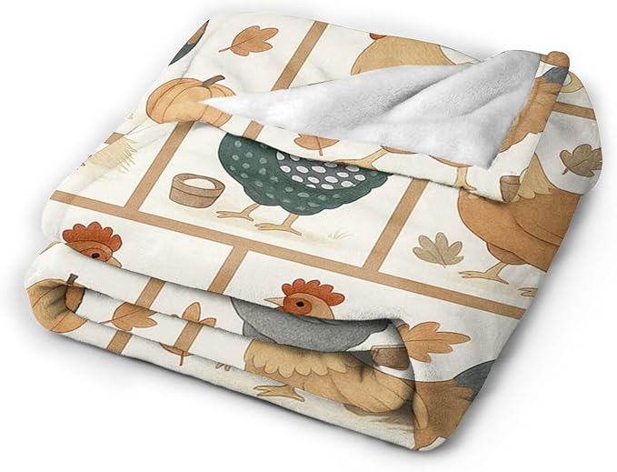 Chicken Blanket Rooster Throw Blanket Soft Cozy Fleece Fuzzy Plush Warm Stuff Bedding Farm Animal Roosters Blankets Gifts for Boys Girls Kids Adult Men Women 60"X80"