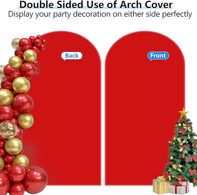 HEMMOTOP Red Arch Cover 7.2 ft (No Arch Stand), Spandex Wedding Balloon Stretchy Arch Backdrop for Christmas, New Year, Photo, Party, Ceremony, Birthday, Baby Shower, Anniversary Decoration