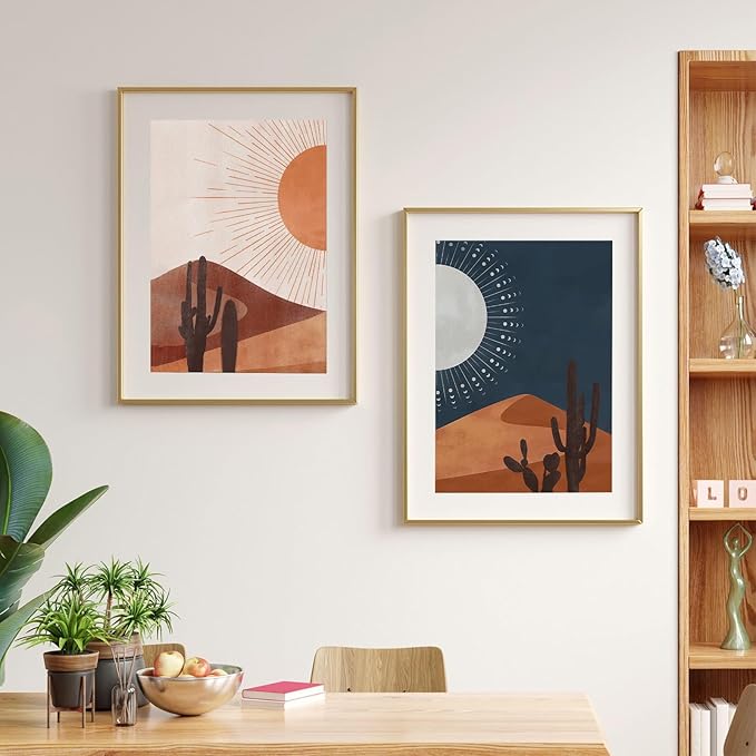 Sun and Moon Cactus Desert Landscape Art Decor Cactus Wall Art Decor - Desert Landscape Art Southwest Western Joshua Tree Pictures Print, Boho Wall Decor 16x24 inch Unframed Home Bedroom Decoration