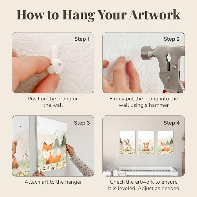 Woodland Nursery Canvas Wall Art – Hand-Drawn Forest Animals (Deer, Bear, Fox) – Large 16×24 Panels, Set of 3 – Neutral Baby Room Decor for Boys & Girls – Premium Fiber Canvas, Ready to Hang