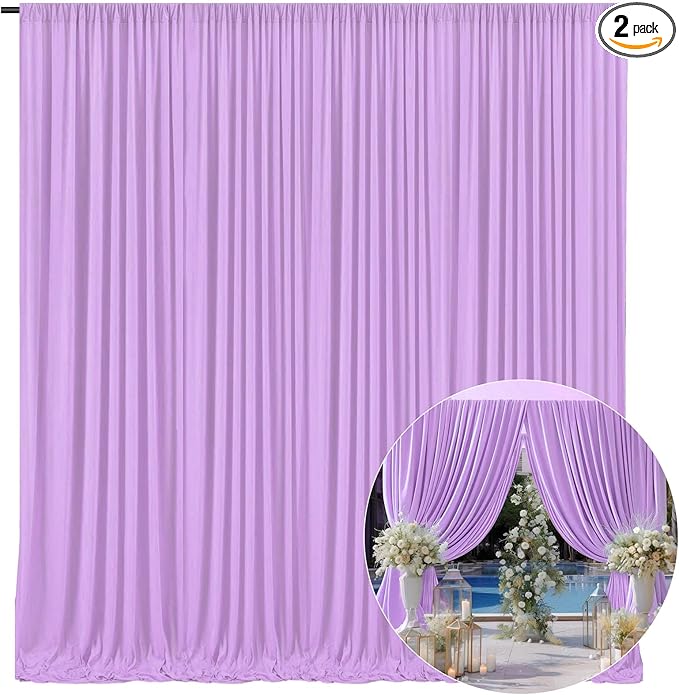 10 x 10 Feet Light Purple Backdrop Curtain for Partie, Background Curtains for Photoshoot, Birthday, Wedding, Halloween, Thanksgiving, Christmas Day, New Year Party Decorations 5Ft x 10Ft, 2 Panels