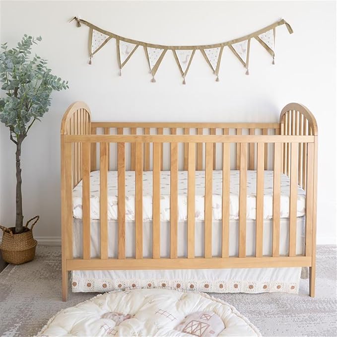 Crane Baby Charlie Farmhouse Goose Crib Fitted Sheet, 100% Cotton Baby Bed Sheets, Farm Nursery Decor, Crib Sheets for Boys and Girls, Baby Registry Gift, Goose Nursery Décor
