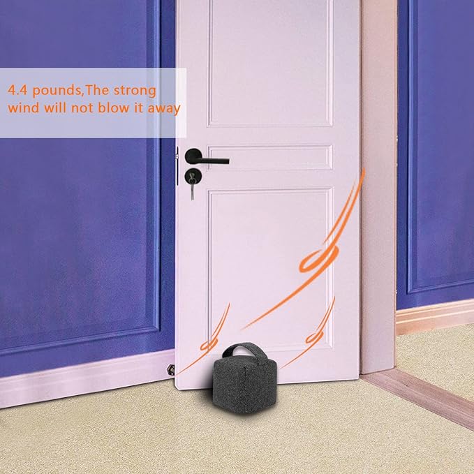 4.4 lbs Heavy-Duty Door Stopper, Decorative Door Stopper, Weighted Fabric Door Stopper for Bedroom, Living Room, Interior & Exterior Doors, Also for Door Prop for Cats Dogs