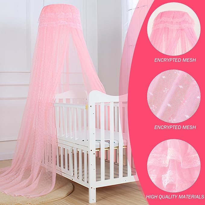 Adjustable Height Baby Bed Canopy - Encrypted Breathable Mesh Bed Curtain for Cribs and Toddler Beds, Nursery Decoration Accessory