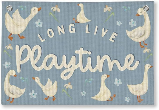Playroom Wall Decor, Kids Toddler Boy Girls Playroom Silly Goose Decor Hanging Linen Banner,Play Room Wall Decor for Kids Boys Girls Nursery, 20x30 Inch