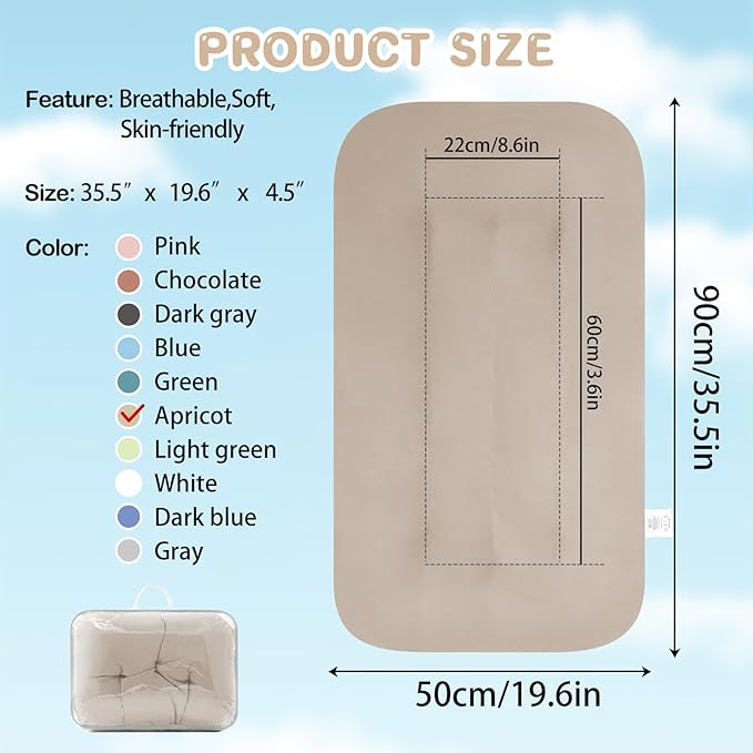 Baby Lounger for Newborn, Bionic Design Baby Lounger, Soft Organic Cotton Breathable Lounger for Infants 0-18 Months (Apricot)