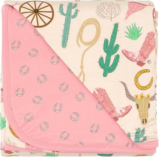 Little Sleepies Cloud Blanket, Soft Viscose from Bamboo Toddler & Baby Blanket for Boys & Girls, Lightweight, Perfect for Hot Sleepers, 50" x 50", Large (Pink Ready to Rodeo)