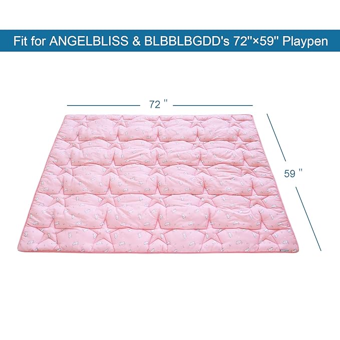 SPRINGSPIRIT 71'' x 59'' Baby Play Mat for Playpen, Baby Play Mat for Floor One-Piece Crawling, Non Slip Play Mats for Babies and Toddlers, Pink