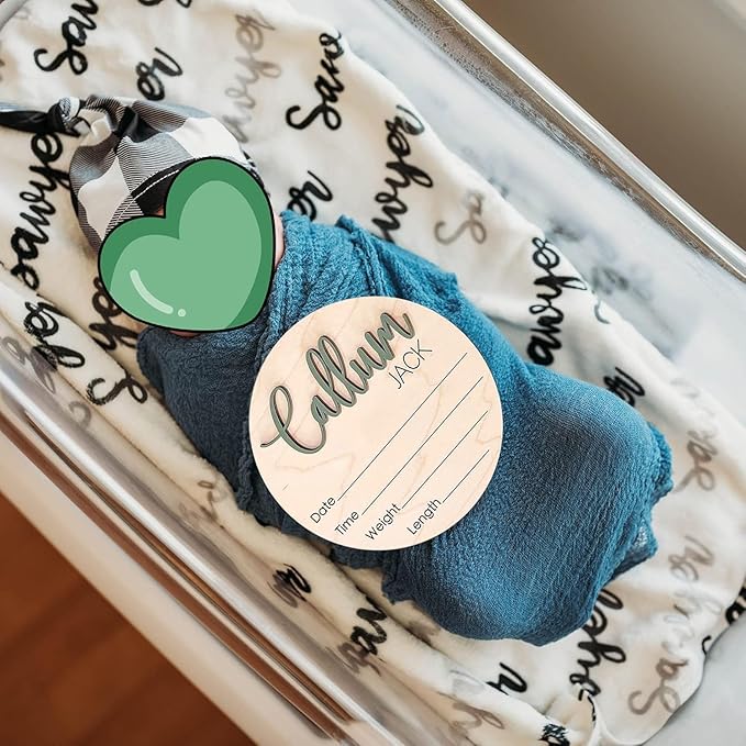 NAZENTI Personalized Baby Name Announcement Wooden Signs, Custom Birth Announcement Sign For Hospital, Baby's Arrival Gift For Decor, Birth Stat Sign, Gifts For Baby Girl Or Boy Shower