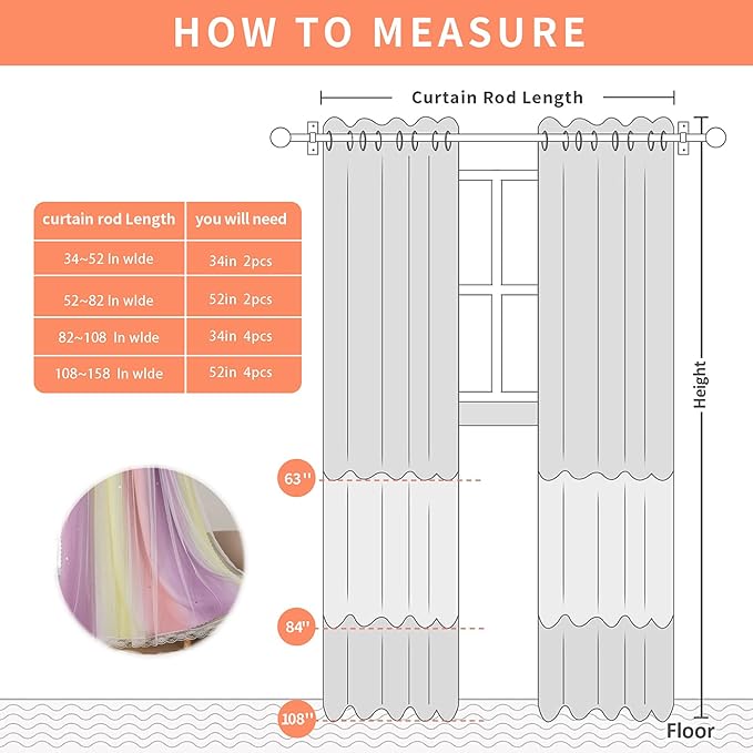 XiDi Pink Yellow Purple 90 Inches Curtains for Girls Bedroom 2 Panels Set, Blackout Rainbow Curtains for Kids Room Decor, Unicorn Wall Decals Drapes for Little Girl Nursery Room 52 Inches Wide