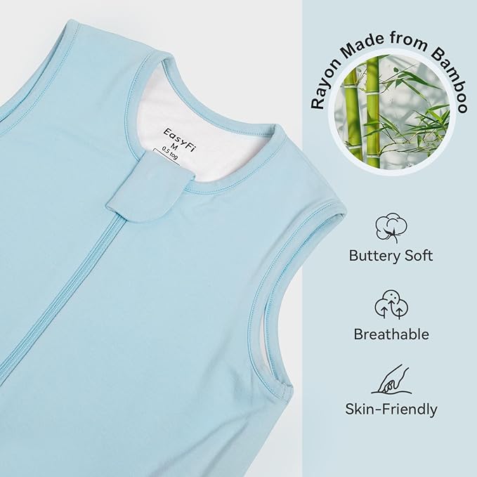 Rayon Made From Bamboo Sleep Sack 3t-4t 0.5 Tog Ultra Soft Summer Toddler Sleep Sack 36-48 Months with Feet 2-Way Zipper Lightweight Baby Sleeping Bag with Legs Thin Baby Wearable Blanket-Blue