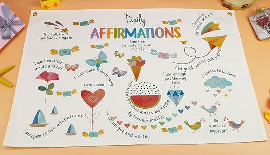 Mental Health Inspirational Rectangular Banner Flag Wall Sign Decor for Boy Girl Kid Teen,Classroom Therapy Office Homeschool Reading Room Bedroom Decor-Daily Affirmation-Birthday Christmas Gift