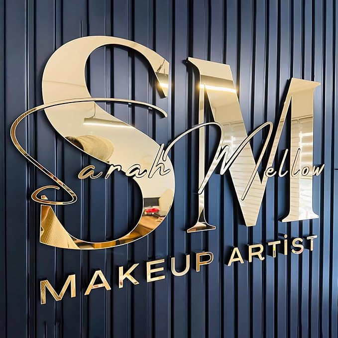 GUANKE Custom Wall Signs for Business Logo, Laser Cut 3D Acyrlic Signs, for Beauty Salon, Retail Outlets, Company, Office