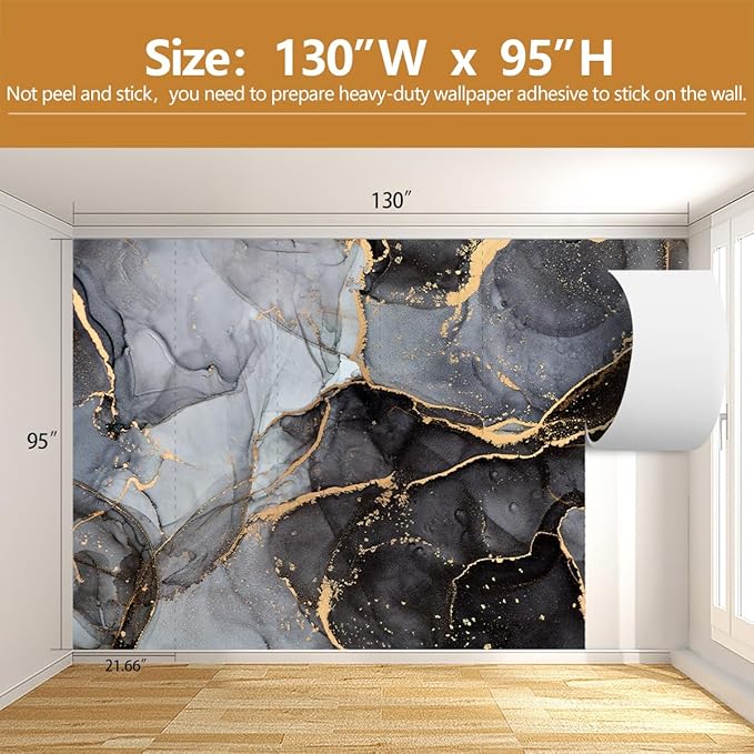 Dark Marble Wallpaper Natural Abstract Texture Wall Mural for Living Room Bedroom（Not Peel and Stick）