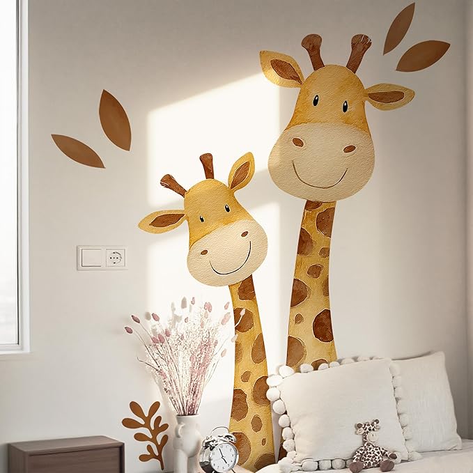 Giraffe Wall Decal,Cute Colorful Safari Animal Giraffe Wall Stickers Decoration for Kindergarten, Nursery, Boys and Girls Bedroom Wall Decoration
