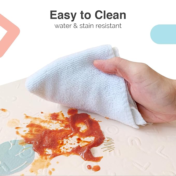 ORIBEL PurePlay Baby Play mat | 79" x 59" | Odour Free | Easy to Clean | Water & Stain-Resistant | Reversible & Foldable | 3 Layer Protection| Scratch Resistant (Savanna Adventure)