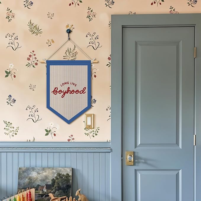 Wheatwin Long Live Boyhood Pennant Flag Banner, Boys Room Decor, Vintage Playroom Wall Decor for Kids Boys Toddler Nursery Bedroom Playroom 15x11 Inch