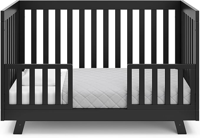 Storkcraft Beckett Convertible Crib (Black) – Converts from Baby Crib to Toddler Bed and Daybed, Fits Standard Full-Size Crib Mattress, Adjustable Mattress Support Base