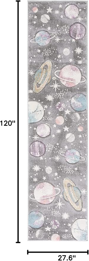 SAFAVIEH Carousel Kids Collection Runner Rug - 2'3" x 10', Grey & Lavender, Non-Shedding & Easy Care, Ideal for High Traffic Areas for Boys & Girls in Playroom, Nursery, Bedroom (CRK103F)