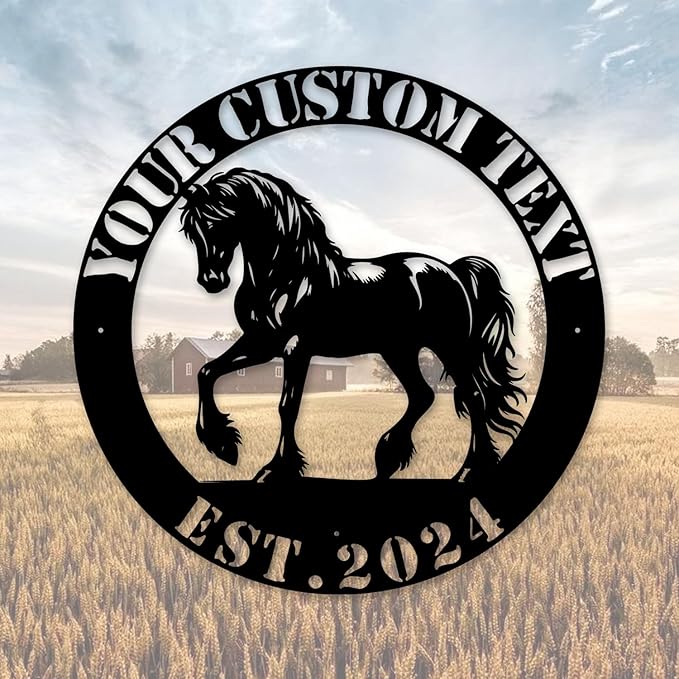 Personalized Horse Metal Sign – Custom Name & Established Date Rustic Farmhouse & Home Decor, Handcrafted Wall Art