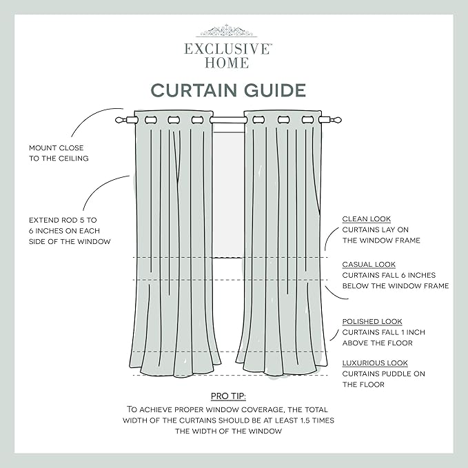 TOWN & COUNTRY LUXE Talia Double Layer Indoor Curtains, Sheer and Room Darkening Blackout, Grommet Top, Energy Efficient, 2-Pack Set, 52"x84", Turquoise