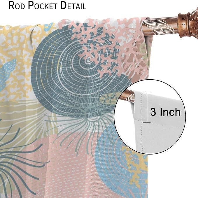 Nautical Blackout Curtain Beach Theme Starfish Seashell Nautical Rustic Ocean Sea Vintage Retro Coastal Summer Bedroom Set 2 Panels,72x63 Inches