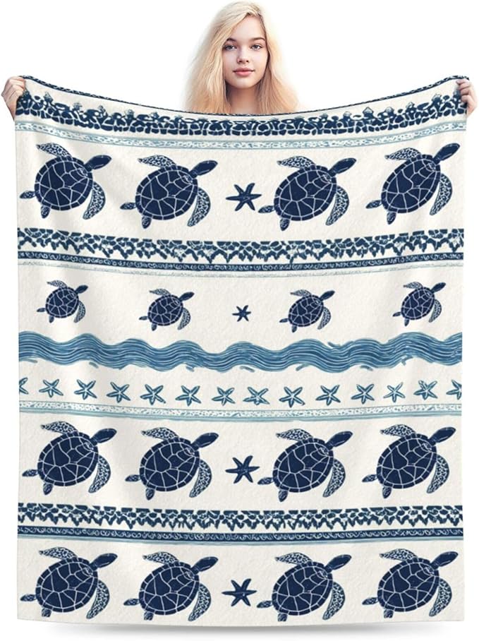 Sea Turtle Blanket Ocean Turtle Plush Fleece Throw Blanket Soft Cozy Fuzzy Warm Stuff Bedding Blankets Gifts for Boys Girls Kids Adult Men Women 60"X80"