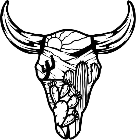Skull Desert Metal Wall Art LED Light Floral Boho Buffalo Longhorn Sign Home Decor Heifer Barn Nursery Decorat Wall Hanging Home Decor Birthday Xmas Gift