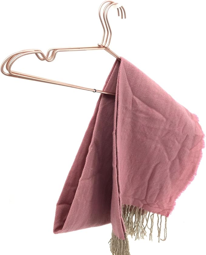 New Born Clothes Hangers Non Slip 12.5“ Rose Gold Copper Wire Children Coat Suit Metal Hanger, 10 Pack Baby Closet Dividers for Nursery Pants Display Organizer for Infant Clothing