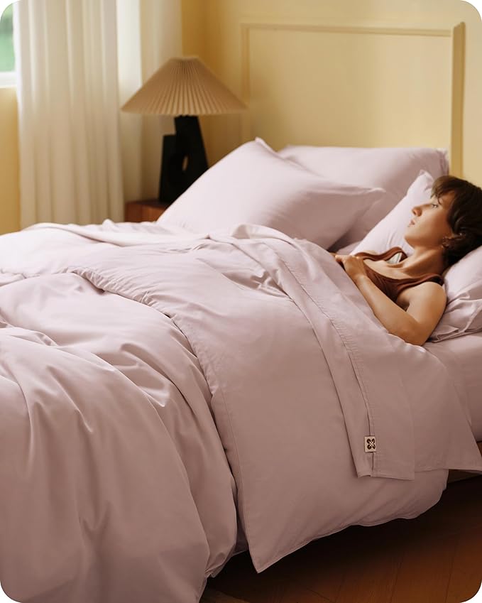 Bedsure Cooling Duvet Cover King Size, Cotton & Rayon Derived from Bamboo Blend Duvet Cover Set for Hot Sleepers,Ultra-Soft, Breathable & Lightweight Home Bedding for All Seasons (Petal Pink,104"x90")
