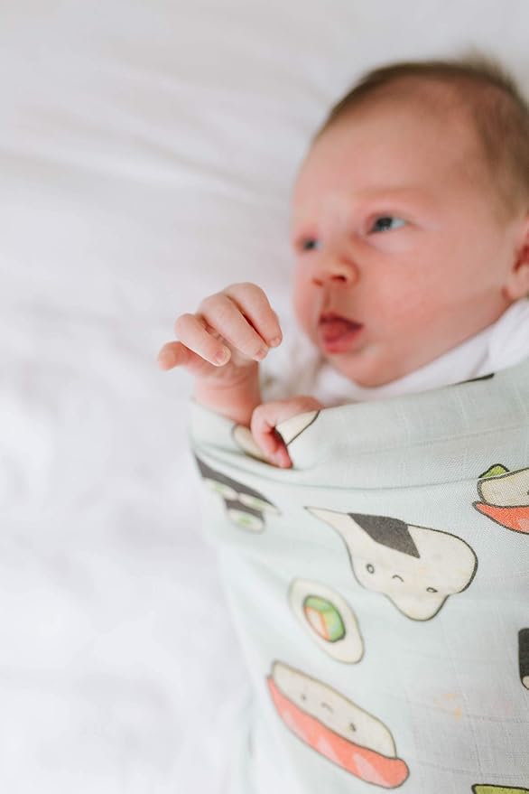 Loulou Lollipop Soft Baby Swaddle Blanket Muslin Wrap Receiving Blanket for Newborn to Toddler Girl and Boy, Large 47” by 47” - Sushi…