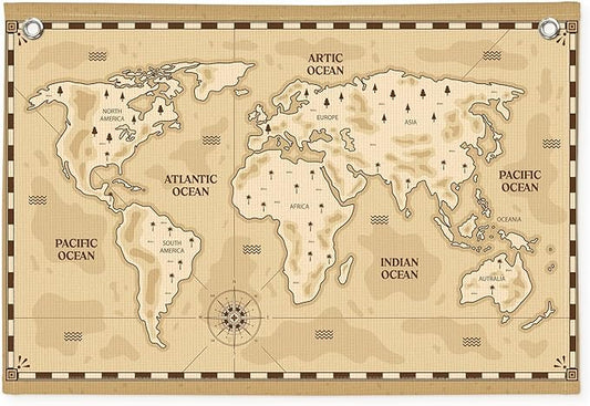 Wheatwin World Map Wall Art Banner for Kids 20x30, Vintage World Maps for Wall, World Map Cute Animal Educational Tapestry Wall Hanging Canvas Wall Decor Banner Flag Decor for Kids Room Playroom Classroom