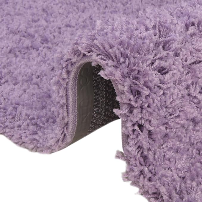 Unique Loom Solid Shag Collection Area Rug (6' 1" Round, Lilac)